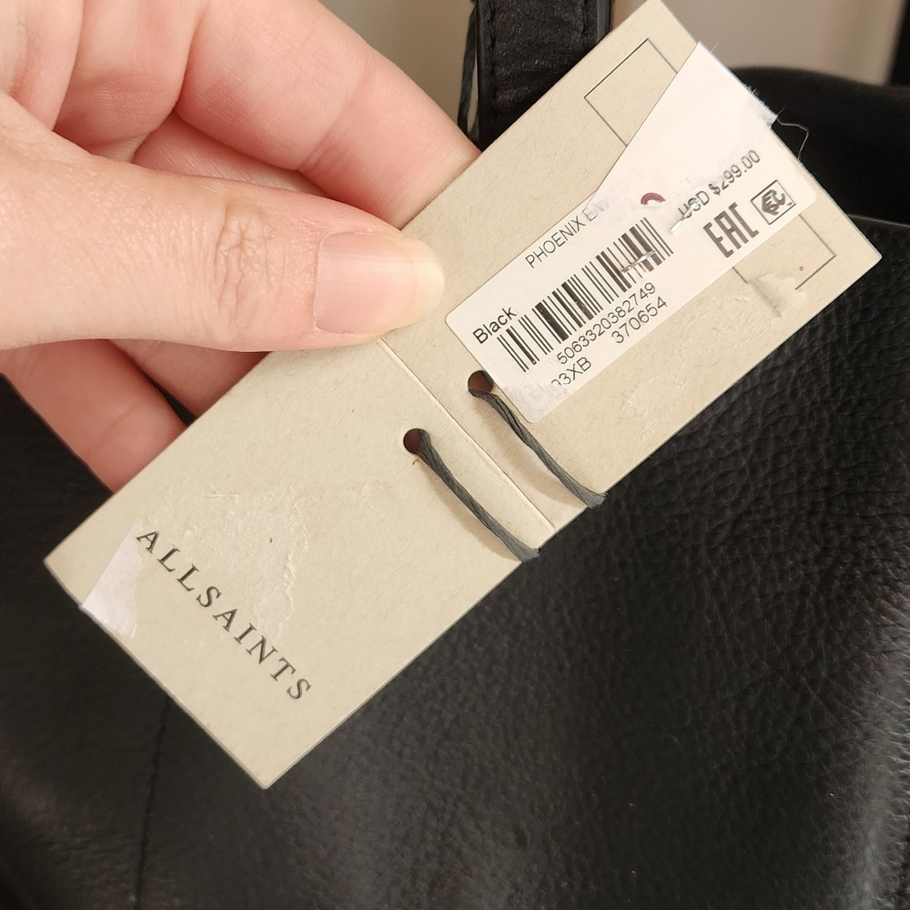 All Saints Black Leather Tote Bag - Picture 2 of 12